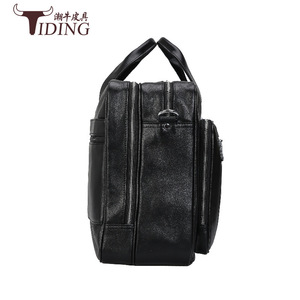Tiding Men's Genuine Leather <b>Briefcase</b> Black 1452 Business Travel Laptop Bag - Product Image 2