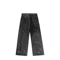 Jean en denim déchiré pour homme, style vintage Y2K streetwear, délavé, vieilli, avec rivets, taille mi-haute