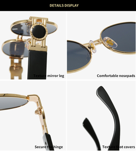 Gafas de sol vintage Steampunk ovaladas, gafas de sol a la moda para mujer, gafas de sol de lujo con montura de metal - Product Image 6