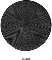 Set de table rond noir classique de 38 cm en PP tissé, écologique et durable, pour fêtes d'anniversaire, mariages, banquets, restaurants, intérieur
