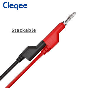 Cleqee P1036 5 adet 4mm bakır muz fişi muz fiş multimetre Test uçları yumuşak PVC kablo 100cm tel 1000V 15A - Product Image 3