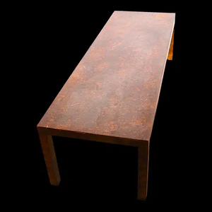 Table à manger traditionnelle en acier Corten, table en métal rustique avec un matériau durable pour la maison et l'hôtellerie - Product Image 2