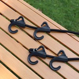 Double <b>Hook</b> Elastic Rope 8Mm Thick Luggage Binding Strap Camper Clothesline <b>Plastic</b> <b>Hook</b> Universal Outdoor Use - Product Image 2