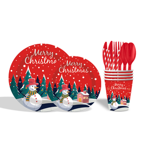 Hiện Đại Dùng Một Lần Đảng Chủ Đề Nguồn Cung Cấp Giấy Pallet Khăn Trải Bàn Mô Sắp Xếp Giáng Sinh Người Tuyết Bộ Đồ Ăn Thiết Lập - Product Image 3