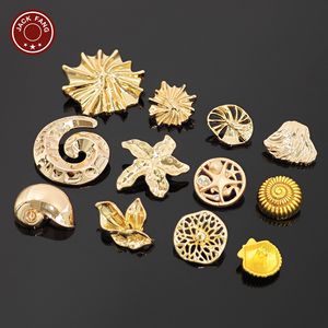 Botones Metálicos con Vástago, Botones Personalizados con Formas Irregulares, Logotipo Grabado, Botón de Zamac con Forma de Estrella de Mar para Ropa - Product Image 2