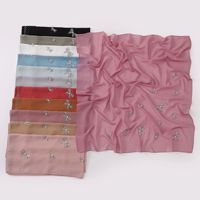 Zifeng OME personnalisé fleur Type chaud diamant longue écharpe perle en mousseline de soie carré moyen-orient afrique malais écharpe