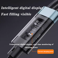 Câble de charge super rapide 3-en-1 100W 120W avec affichage numérique pour iPhone 17 Huawei Android USB Type-C, câble en nylon