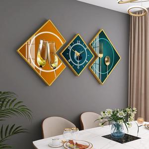 3 pcs/set Fashion Abstract Wall Art Home Decor Diamond Luxury Landscape Modern Glass Crystal Porcelain Paintings with Clock Art - Product Image 2