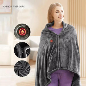 <b>USB</b> Heated Shawl Blanket Carbon Fiber <b>Heating</b> 3 Heat Settings 8 Zone Warmed Fleece Throw for Travel Home Office - Product Image 2