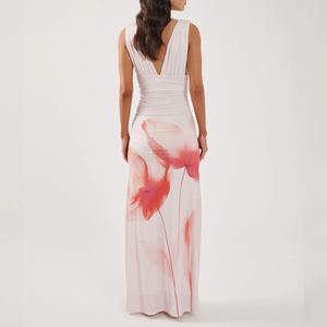 <span class=keywords><strong>Abito</strong></span> Lungo Floreale <span class=keywords><strong>Rosa</strong></span> Casual da Donna, Produzione Personalizzata di Abbigliamento Femminile - Product Image 5