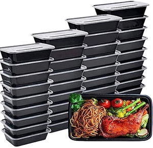 Boîtes de préparation de repas en plastique noires, micro-ondables, résistantes à la congélation, 1 compartiment, sans BPA, boîtes à lunch bento, 38 oz, boîtes de conservation de la fraîcheur - Product Image 1