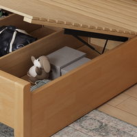 QINUO Solid Wood Hydraulic Hidden Storage Box Space Saving Bed Frame Beds Platform Timber Wooden Bed With Pine Slat