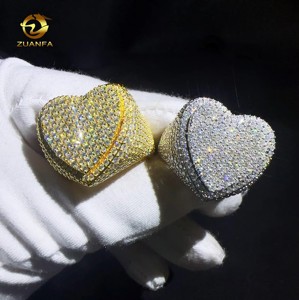 Wholesale Heart Style <strong>Men</strong> <strong>Rings</strong> Fine Jewelry 925 Sterling Silver VVS Moissanite Diamond Iced Out Hip Hop <strong>Ring</strong> - Product Image 3