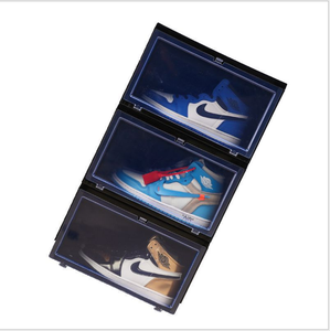 Extra Large Stackable Transparent Drop Front Acrylic Basketball Sneaker Box Plastic Foldable Storage Shoe Box