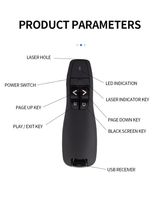 Stylo de projection laser électronique sans fil PPT rechargeable par USB 2.4G avec lumière et pointeur laser télécommandé