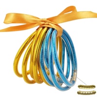 Lot de 9 bracelets jonc bouddhistes en silicone gelée scintillante, bijoux légers pour femmes et jeunes filles
