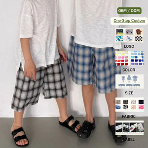 Shorts <span class=keywords><strong>Bermuda</strong></span> à Carreaux Personnalisés pour Enfants Garçons, en Coton, Taille Élastique, pour Tout-Petits, Été, Natation, Pyjama, Tenue Décontractée, Plage, Coupe Ample - Product Image 1