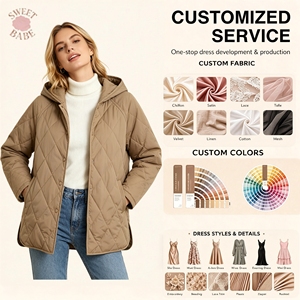 Abrigo Acolchado con Capucha Personalizable para Mujer, Estilo Casual de Invierno, Manga Larga, Cierre de Botones a Presión, para Uso Diario y al Aire Libre - Product Image 1
