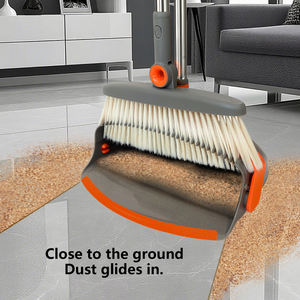 Ensemble Balai et Pelle à Poussière Droit et Pliable avec Manche Ergonomique Rotatif à 180° <span class=keywords><strong>pour</strong></span> Nettoyer sous les Meubles - Product Image 1