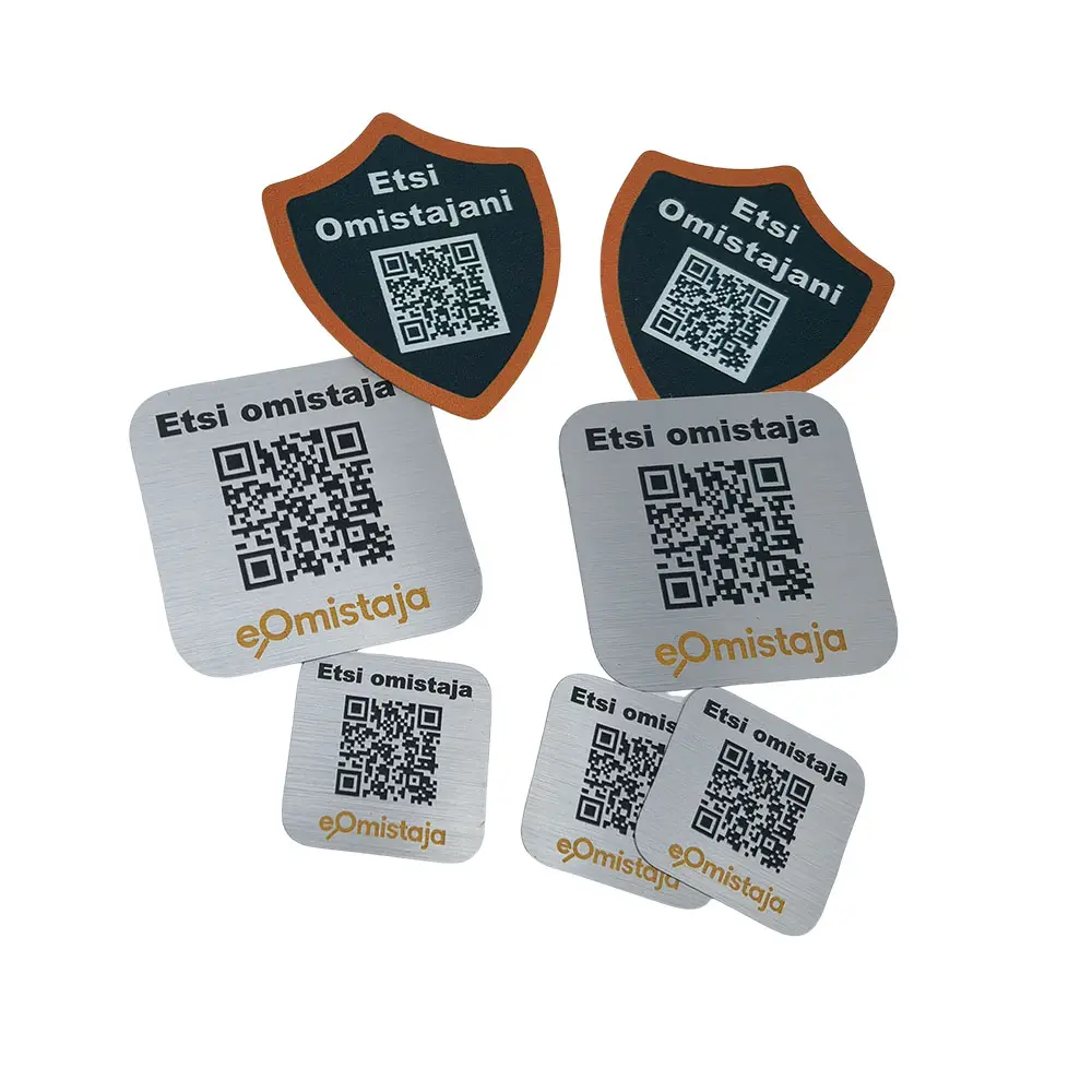 Пользовательская 3d печать наклейка qr/bar/upc коды логотип металлическая этикетка