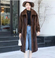 Manteau en fourrure de vison pour femmes 100% Manteau en peau de vison véritable naturel pour femmes