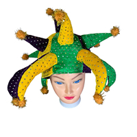 Neuer bunter Plüsch-Clownhut für Halloween und Mardi Gras – Lustiges Narrenkostüm