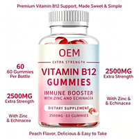 Gummies de Vitamine B12 Extra Forte OEM 2500mcg – Énergie, Concentration, Humeur, Soutien Immunitaire avec Zinc et Échinacée – 60 Gummies