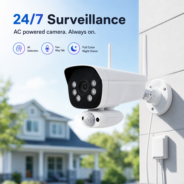 VS6102 Wireless Home Camera System 2K Touchscreen Display AI Detection Two-way Talk Full Color Night Vision Indoor Outdoor