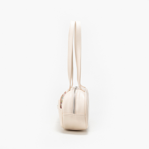 Sac à bandoulière beige avec nœud, garniture texturée, fermeture à loquet, sac à main à sangle unique pour les voyages quotidiens - Product Image 2