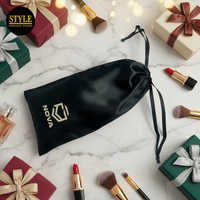 Promotion en gros : Sacs à cordon réutilisables et durables en satin polyester et soie, 12,5x25cm, avec logo personnalisé pour le rangement de cosmétiques et de bijoux