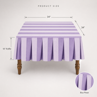 Nappe carrée en polyester à rayures violettes et volants, 55*55 pouces, vente en gros, pour table de mahjong, idéale pour les soirées de jeu et le divertissement à domicile