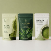 Sachets d'emballage personnalisés haut de gamme imprimés numériquement pour boisson instantanée au matcha en poudre, thé vert de spécialité, avec marque