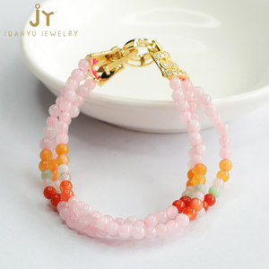 Bracciali con perline di giada rosa Myanmar con apertura regolabile Multi strati bracciali in pietra naturale gioielli Burma giadeite con perline braccialetti - Product Image 4