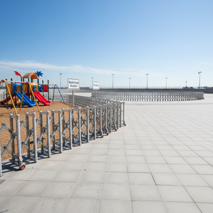 Puerta telescópica Manual de acero inoxidable Push-Pull, barricada de carretera, tapón de coche, valla de Construcción temporal reflectante - Product Image 3