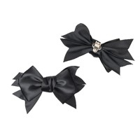 Serene Joy – Boucle de chaussure unisexe noire avec nœud décoratif, nœud détachable, clip pour chaussures à talons hauts, embellissement floral en tissu de soie