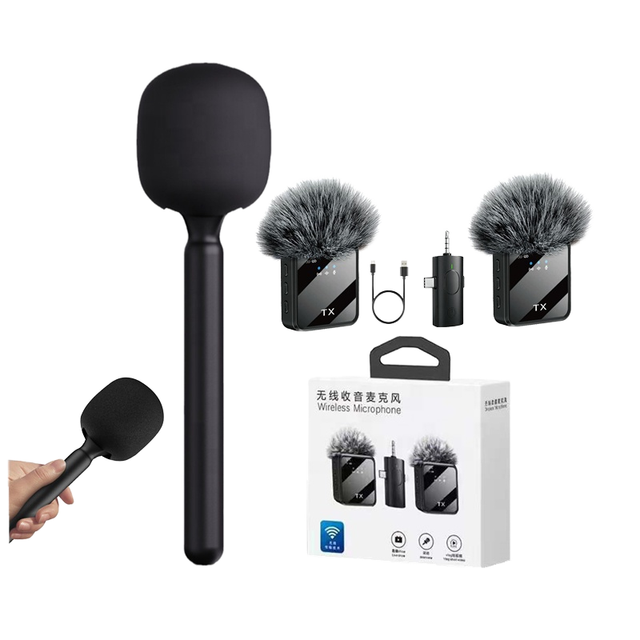 F11-2 3N1 Portable Mini Wireless Condenser Cardioid Microphone USB-C MIC Noise Canceling Lavalier Handheld Interview Microphone