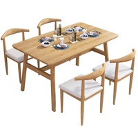 Ensemble de table et de chaises de style nordique en bois pour restaurant, 4/6 places, avec coussinets doux, mobilier commercial