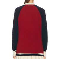 Pull en maille douce à manches longues 100 % coton, color block, boutonné, style preppy, pour femme, vente en gros sur mesure