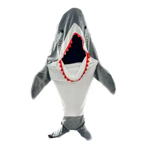 Erwachsenen größe Super Soft Cosy Flanell Kapuzen schlafsack Shark Tail Tragbare Body Shark Decke