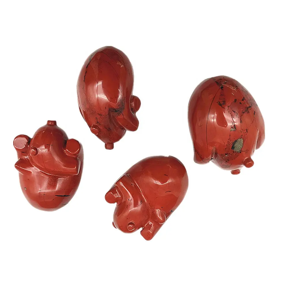 High Quality Hand Carved Natural Red Jasper Crystal Artificial Human Heart Healing Stone Folk Crafts