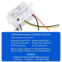 XH-W3001 12V 24V 220V thermostat numérique numérique interrupteur de température micro-ordinateur régulateur de température