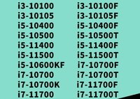 Processeurs de bureau d'occasion I3 I5 I7 10100 10100F 10400 10400F 11400 11400F 10500 11700 10700F K T en stock