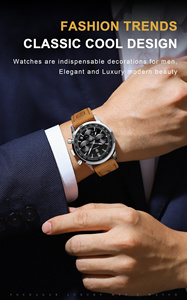 <span class=keywords><strong>Montre</strong></span> à quartz de luxe pour homme <span class=keywords><strong>POEDAGAR</strong></span> 921, 3 cadrans, chronographe lumineux, <span class=keywords><strong>montre</strong></span>-bracelet de style business, bracelet en caoutchouc élégant, calendrier en cuir - Product Image 6