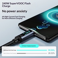 Câble de données USB4 en alliage d'aluminium tressé 240W avec affichage numérique USB-C vers Type-C pour téléphones mobiles, charge rapide et transmission de données