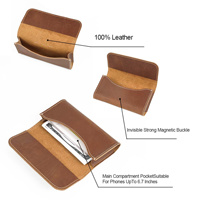 AIGUONIU Vintage Men's Cow Leather Phone Pouch iPhone 14 Pro Max pour Samsung Galaxy Case 4.7-6.7 Inch Waist Bag Clip Cow Leather