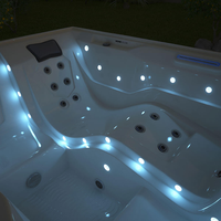 Bain à remous moderne Balboa pour 3 personnes, autoportant, en acrylique, avec 24 jets de massage, pompe 2,0 HP, éclairage LED, pour jardin et cour arrière