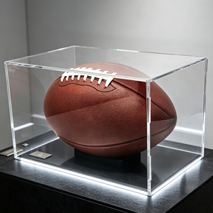 Vetrina Espositiva in Acrilico Trasparente con Base Nera per Palloni da Football, Rugby, Basket, <span class=keywords><strong>Calcio</strong></span> e Oggetti Sportivi, Scatola Protettiva Antipolvere - Product Image 1