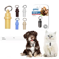 Pawise Vente en gros en acier inoxydable Plastique 3.5cm Pendentif pour chien Tube d'adresse Anti-Perdu Tube d'adresse d'identification pour animaux de compagnie pour chiens chats Petit animal