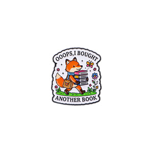 Épinglette en émail amusante 'Oops, j'ai acheté un autre livre' avec motifs d'animaux mignons (Corgi, Ours, Raton laveur, Renard), de livre, de fleur et de dessin animé - Product Image 5