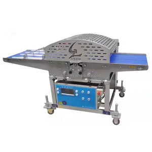 Fatiador de carne vertical bem feito automático 20mm, fatiador com correia transportadora/atacado, máquina quadrada de corte de carne